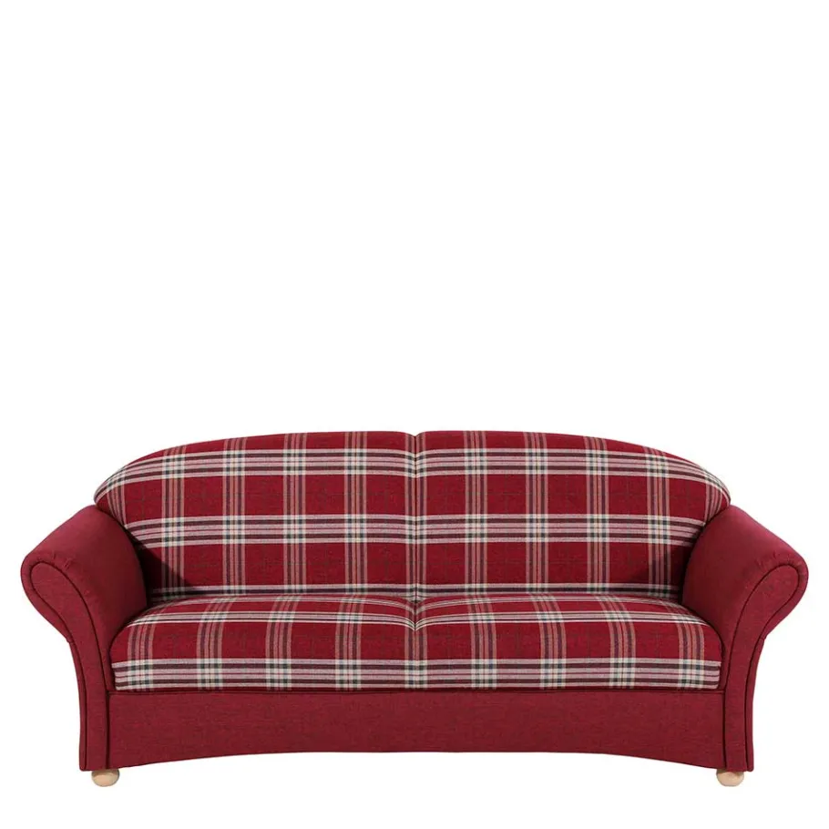 Online Wohnen Landhaus Sofa in Rot mit Karomuster - Lyatea