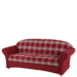 Online Wohnen Landhaus Sofa in Rot mit Karomuster - Lyatea