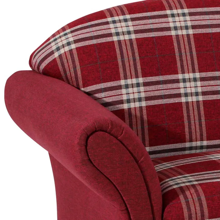 Online Wohnen Landhaus Sofa in Rot mit Karomuster - Lyatea