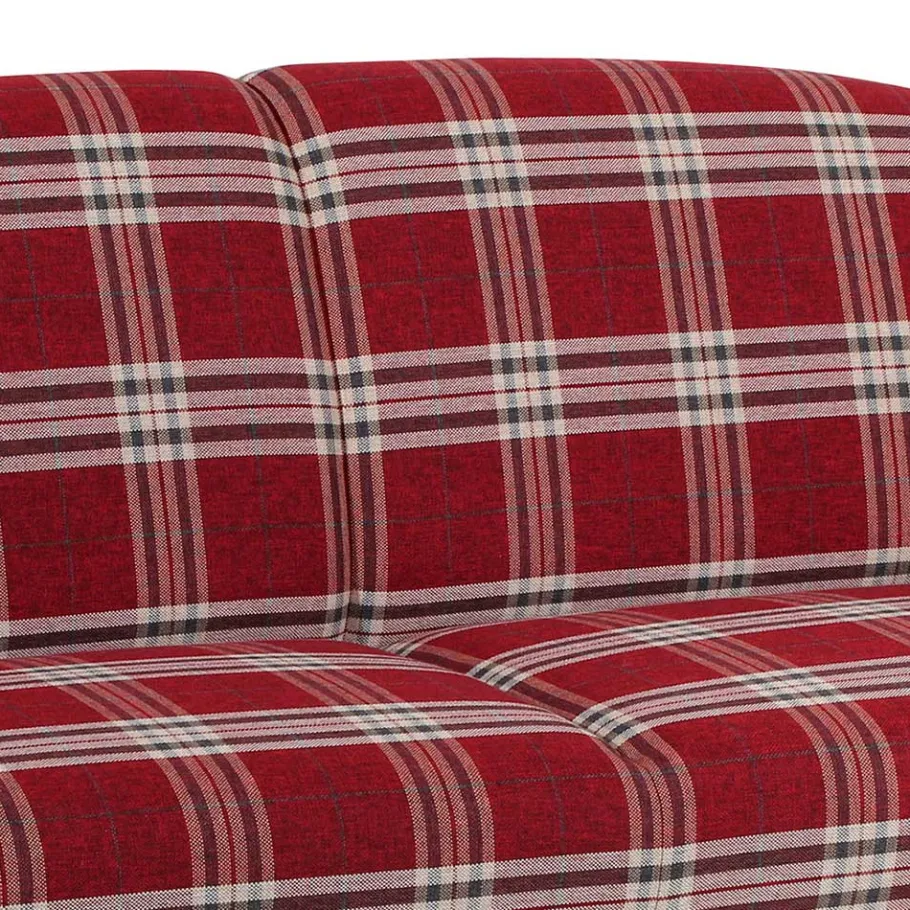 Online Wohnen Landhaus Sofa in Rot mit Karomuster - Lyatea