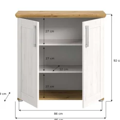 New Wohnen Landhaus Türenkommode in Holzoptik Lärche Weiß - Tocella