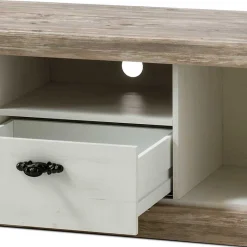 Clearance Wohnen Landhaus TV Board in Weiß & Pinie Shabby Nedita 156 cm breit