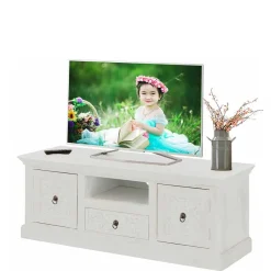 Online Wohnen Landhaus TV Board in Weiß lackiert - Lucos