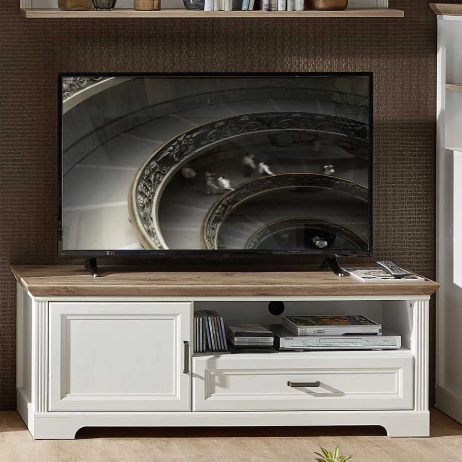 Clearance Wohnen Landhaus TV Board mit Tür & Schublade - Sinolita I