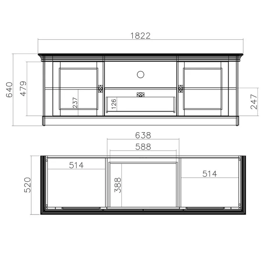 Wohnen Landhaus TV Element 183 cm breit - Diatara