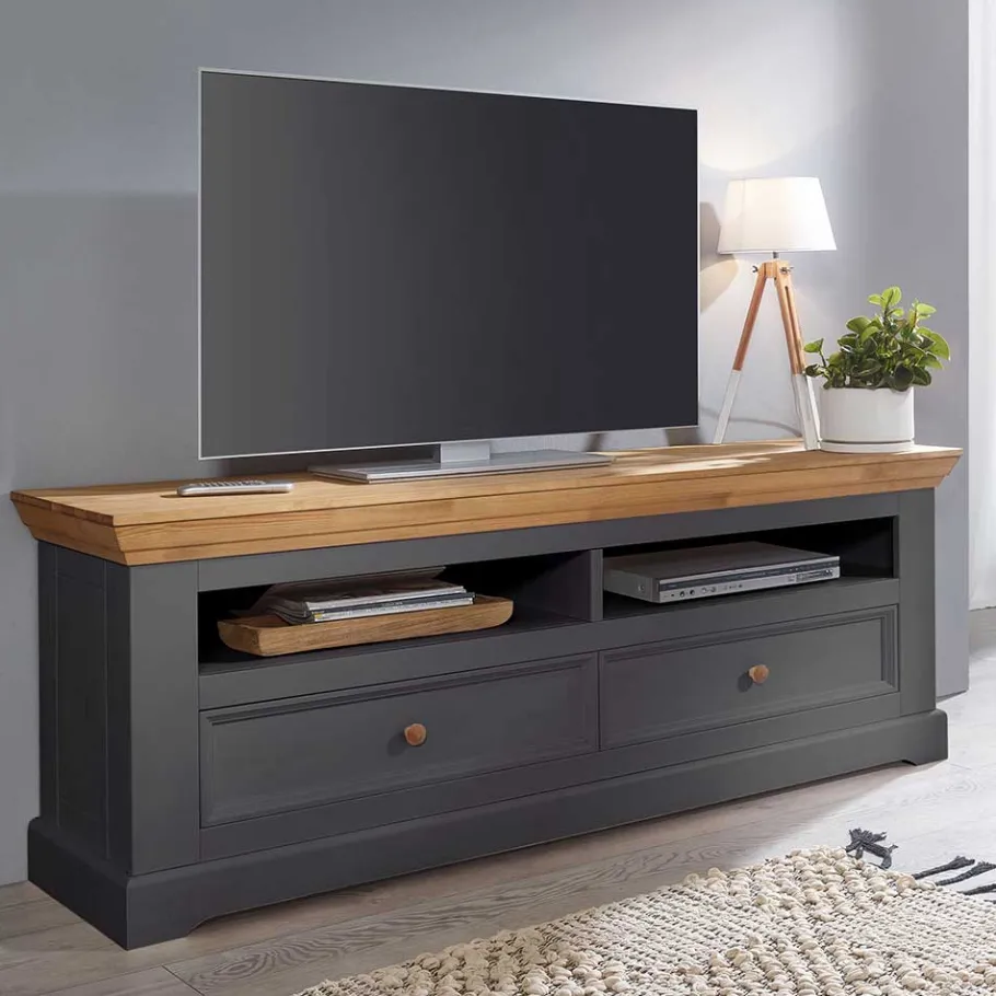 New Wohnen Landhaus TV Element in Grau - Ustricia