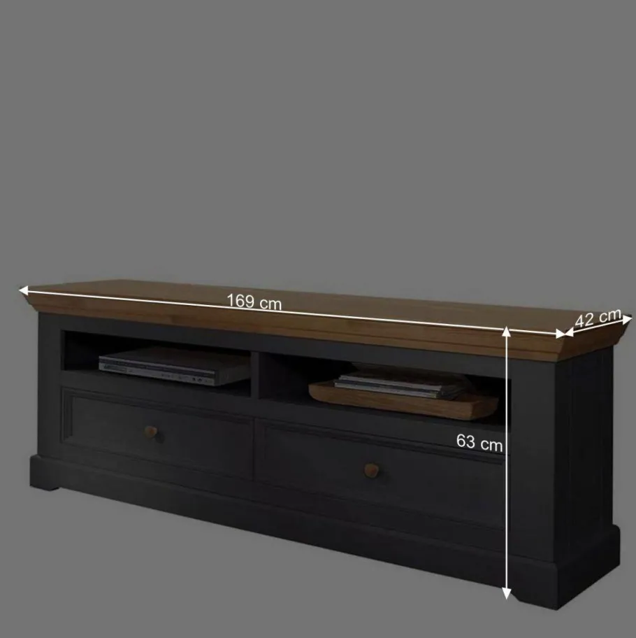 New Wohnen Landhaus TV Element in Grau - Ustricia