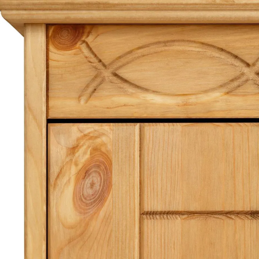 Online Wohnen Landhaus TV Lowboard aus Kiefer Massivholz - Goro