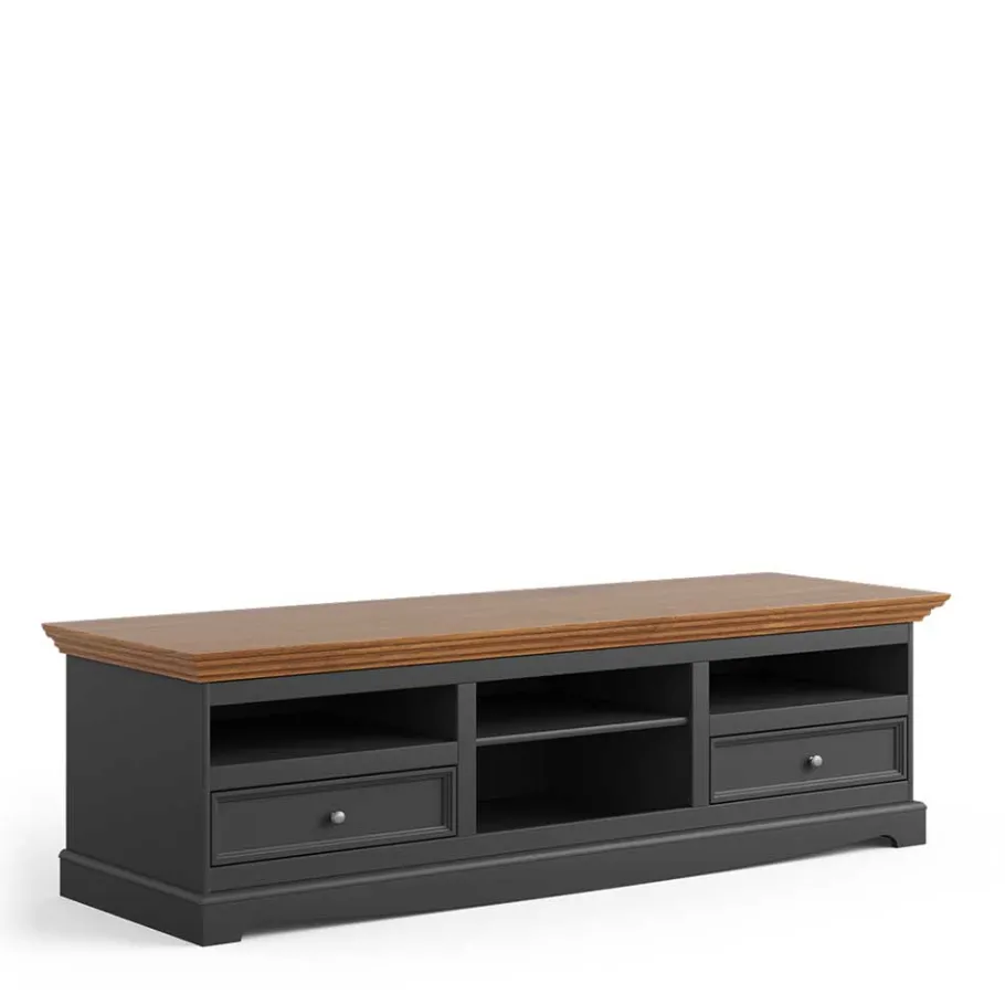 Best Wohnen Landhaus TV Lowboard in Grau und Eiche - Witenga