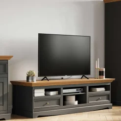 Best Wohnen Landhaus TV Lowboard in Grau und Eiche - Witenga
