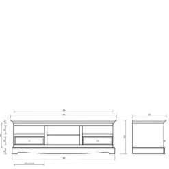 Best Wohnen Landhaus TV Lowboard in Grau und Eiche - Witenga