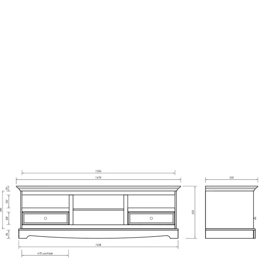 Best Wohnen Landhaus TV Lowboard in Grau und Eiche - Witenga