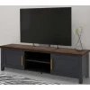 Outlet Wohnen Landhaus TV-Board in Dunkelgrau - Mivaldana