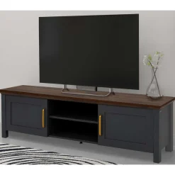 Outlet Wohnen Landhaus TV-Board in Dunkelgrau - Mivaldana