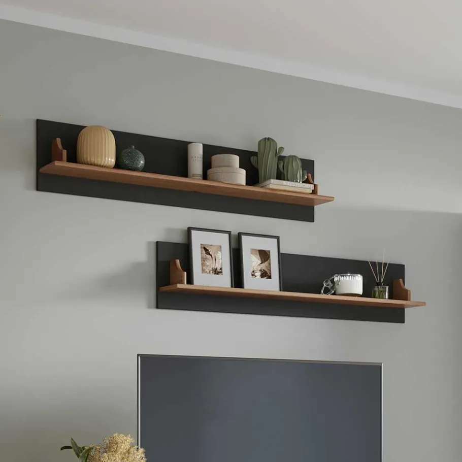 Online Wohnen Landhaus Wandboard in Grau und Kiefer - Eromsia (2er Set)