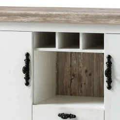 Hot Wohnen Landhaus Wohnmöbel Set mit Sideboard Nedita in Weiß mit Pinie Shabby (vierteilig)