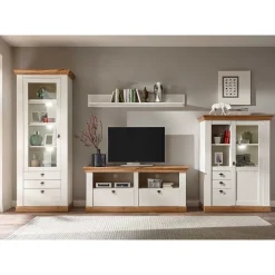 Hot Wohnen Landhaus Wohnzimmer Anbauwand Set - Diatara (vierteilig)