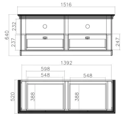 Hot Wohnen Landhaus Wohnzimmer Anbauwand Set - Diatara (vierteilig)