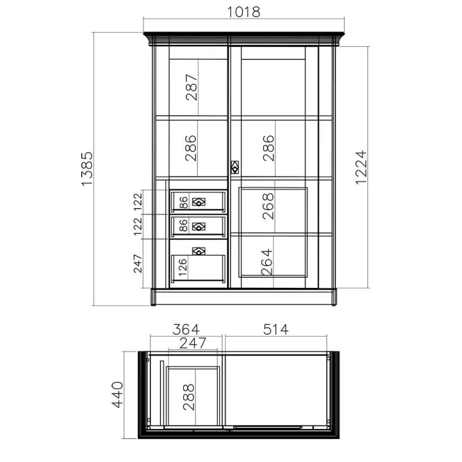 Hot Wohnen Landhaus Wohnzimmer Anbauwand Set - Diatara (vierteilig)