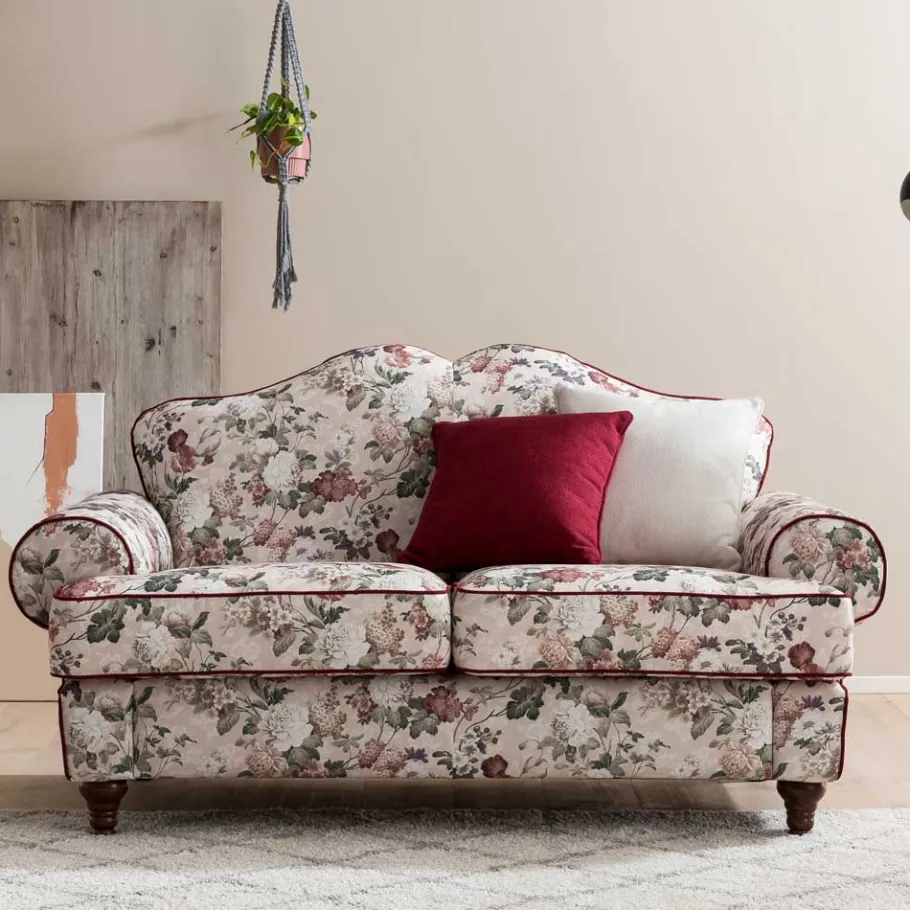 Online Wohnen Landhaus Zweisitzer Couch mit Blumen - Baonga