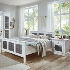 Outlet Wohnen Landhausbett in Weiß & Grau - Urezzas