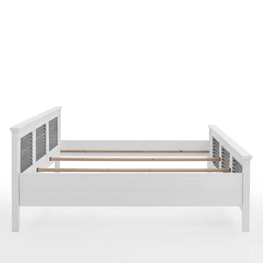 Outlet Wohnen Landhausbett in Weiß & Grau - Urezzas