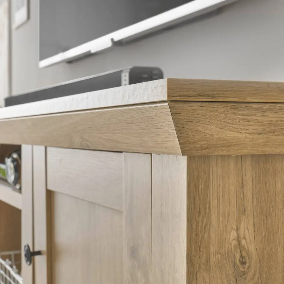Outlet Wohnen Landhaus-TV-Board in Eiche Gold - Hengas