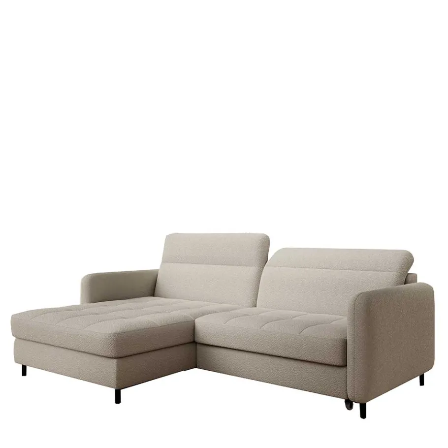 Online Wohnen L-Design Bettsofa in Taupe Stoffbezug - Gravanti