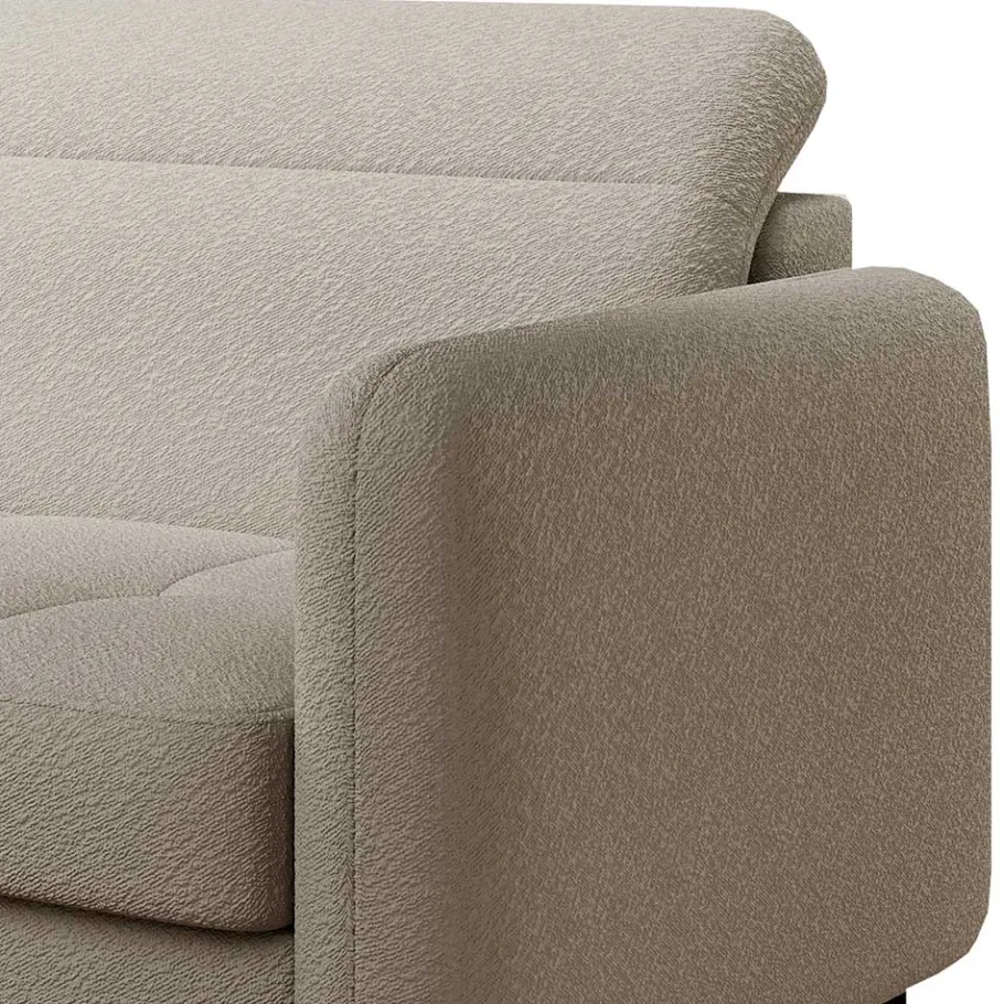 Online Wohnen L-Design Bettsofa in Taupe Stoffbezug - Gravanti
