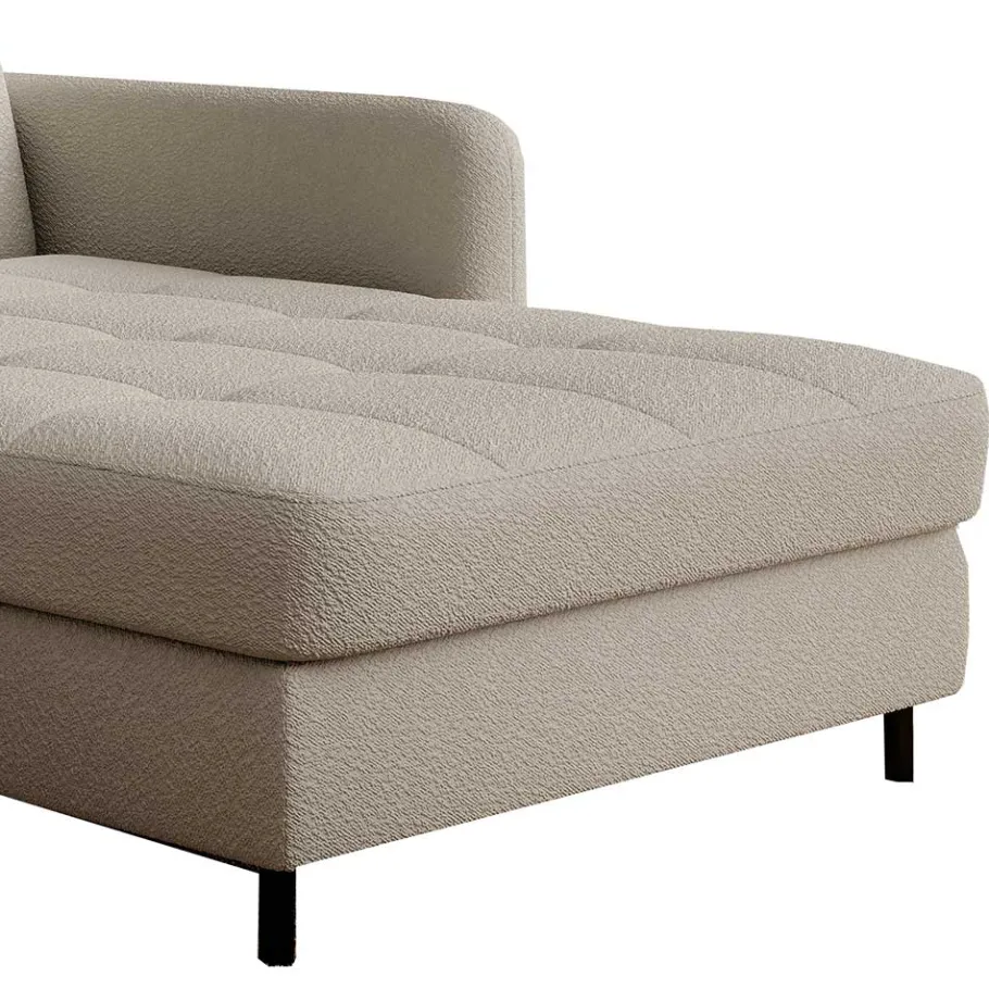 Online Wohnen L-Design Bettsofa in Taupe Stoffbezug - Gravanti