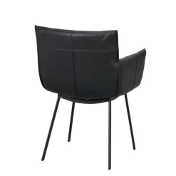 Discount Wohnen Leder Armlehnenstuhl in Schwarz - Iliandro (2er Set)