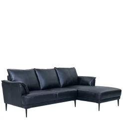 Hot Wohnen Leder Ecksofa in Schwarz - Lagon