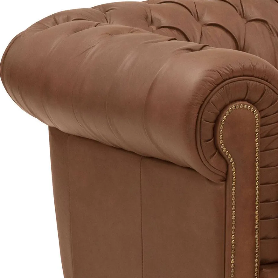 Wohnen Leder Polstersessel im Chesterfield Look - Gonron