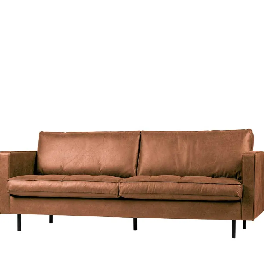 Online Wohnen Leder 3-Sitzer Couch in Braun Cognac - Eterna