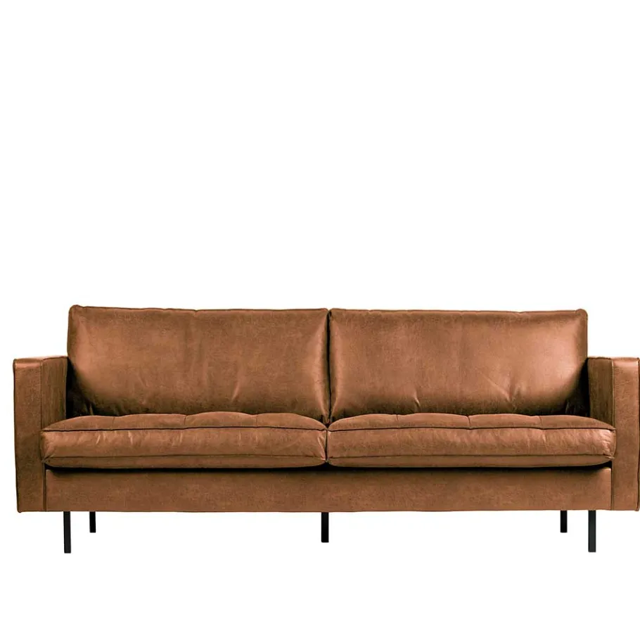 Online Wohnen Leder 3-Sitzer Couch in Braun Cognac - Eterna