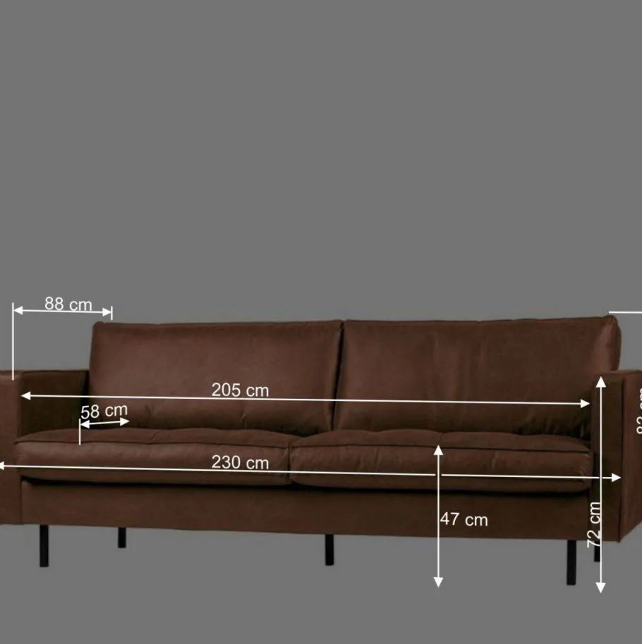 Online Wohnen Leder 3-Sitzer Couch in Braun Cognac - Eterna