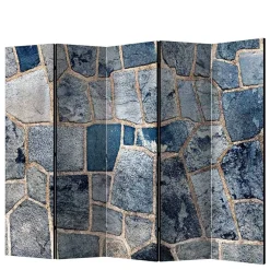 Discount Wohnen Leinwand Paravent in grauer Stein Mauer Optik - Tordino
