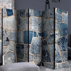 Discount Wohnen Leinwand Paravent in grauer Stein Mauer Optik - Tordino