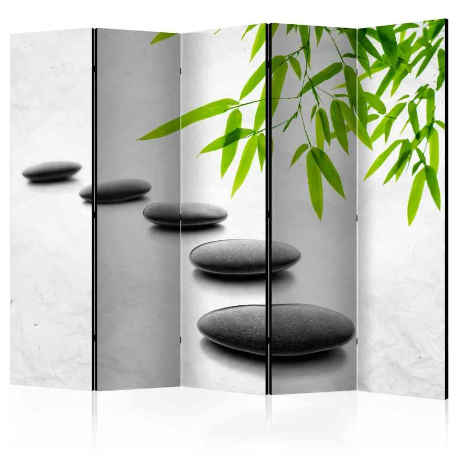 Hot Wohnen Leinwand Paravent mit Asia Zen Motiv - Jusip