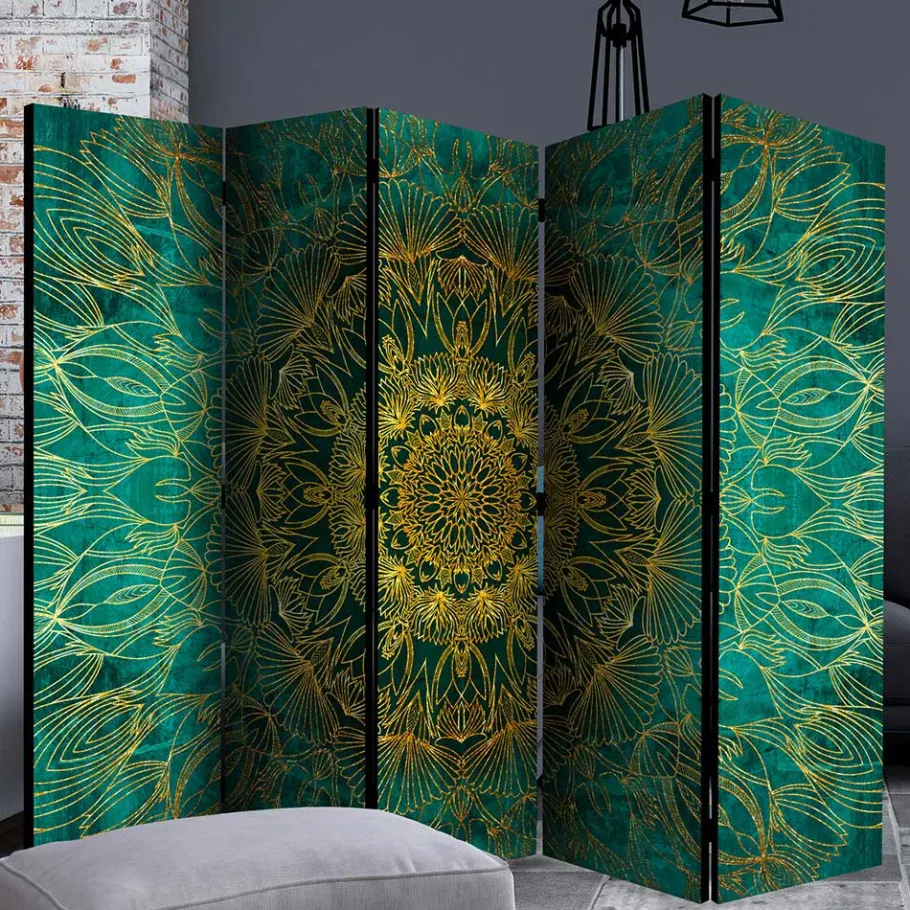 Wohnen Leinwand Paravent mit orientalischem Mandala - Tsinati