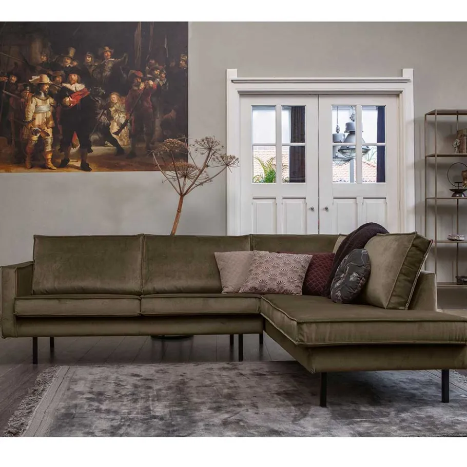 Outlet Wohnen L-Form Wohnzimmer Sofa in Taupe Samt - Museo