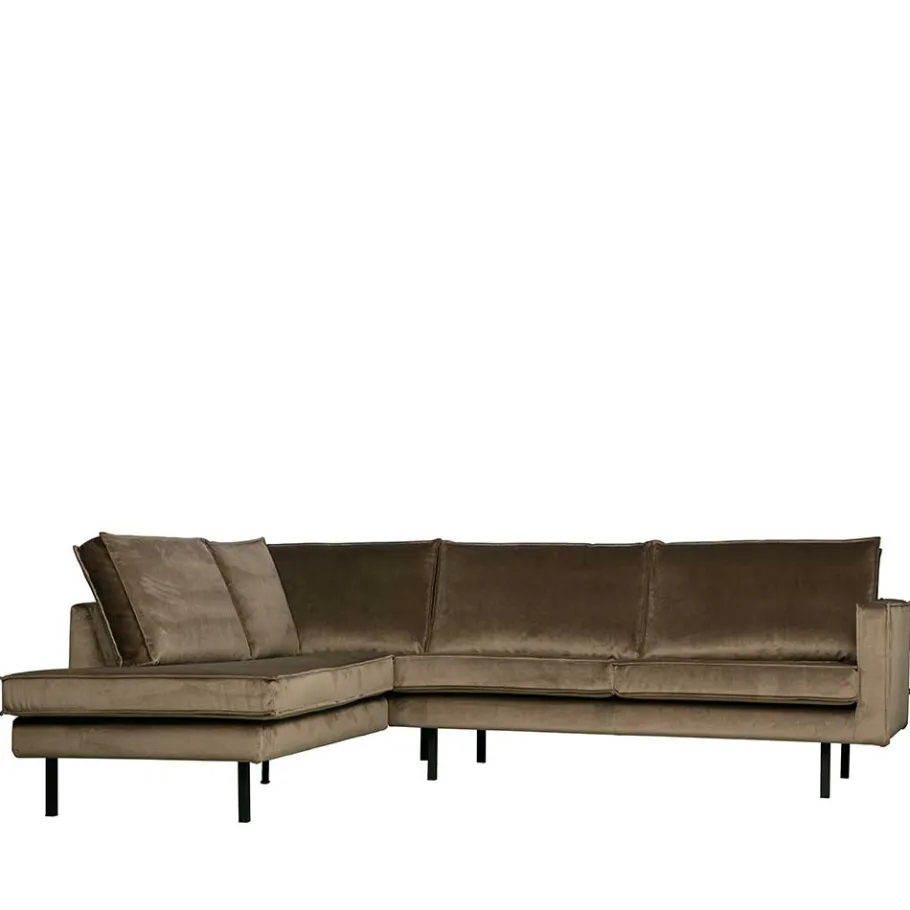 Outlet Wohnen L-Form Wohnzimmer Sofa in Taupe Samt - Museo