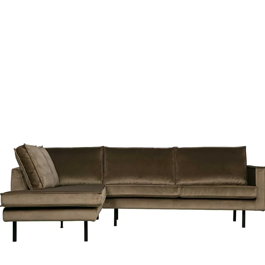 Outlet Wohnen L-Form Wohnzimmer Sofa in Taupe Samt - Museo