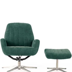 Outlet Wohnen Liegesessel & Hocker in Petrol Blau - Arizona (zweiteilig)