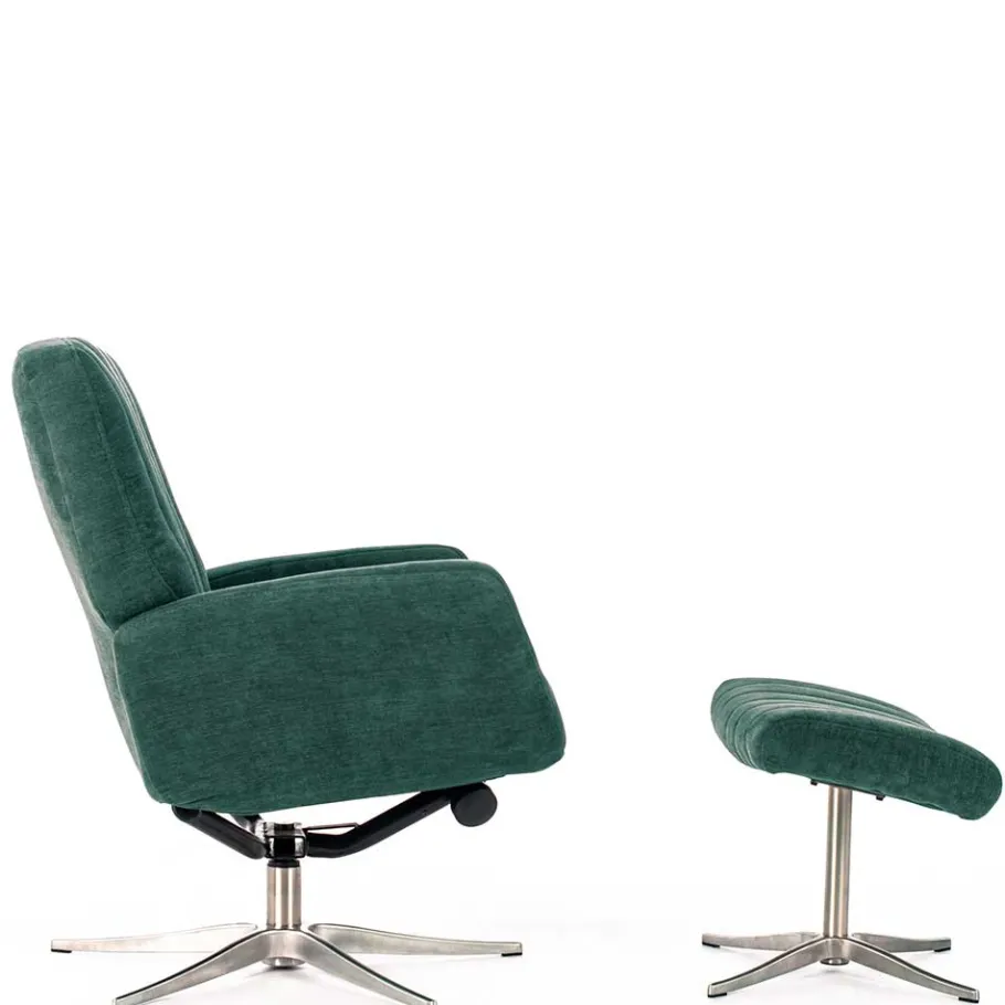 Outlet Wohnen Liegesessel & Hocker in Petrol Blau - Arizona (zweiteilig)
