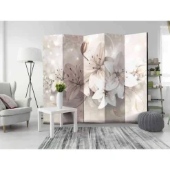 Hot Wohnen Lilien Motiv Paravent aus Leinwand - Lexiago
