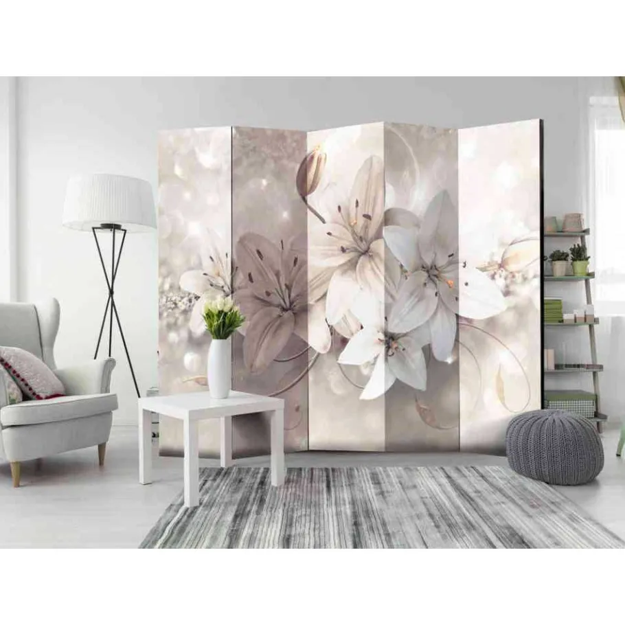Hot Wohnen Lilien Motiv Paravent aus Leinwand - Lexiago