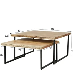 Outlet Wohnen Live Edge Wohnzimmertisch Set - Solu (zweiteilig)
