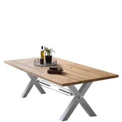 Wohnen Living Edge Wildeiche Tisch mit X Füßen - Gastruna