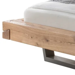 Outlet Wohnen Loft Balkenbett mit 2 Hänge-Nachttischen Basiclicata aus Wildeiche (dreiteilig)